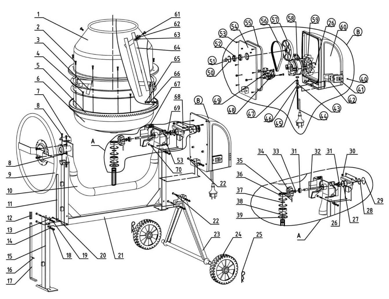 diagram concrete mixer parts