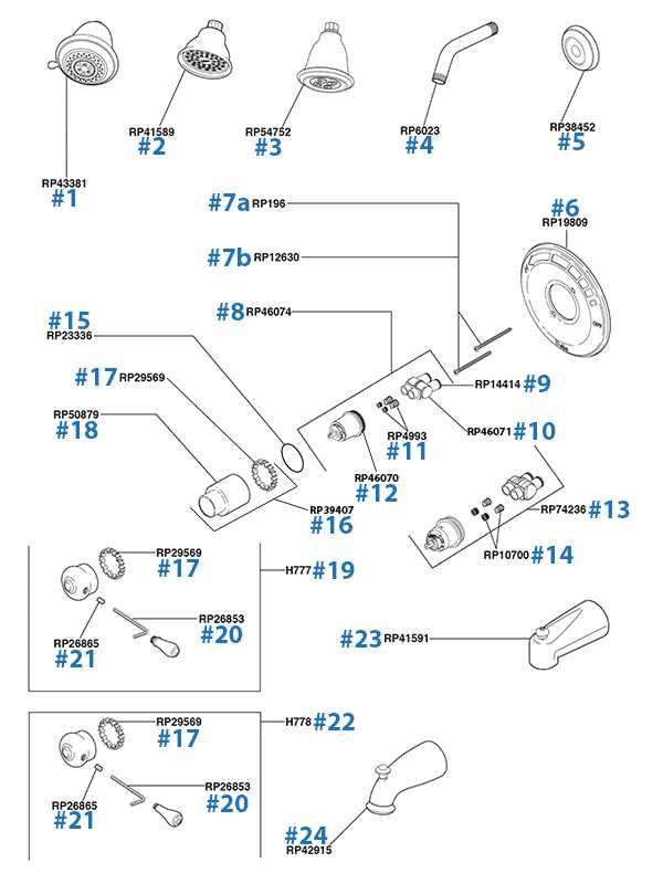 diagram shower faucet parts