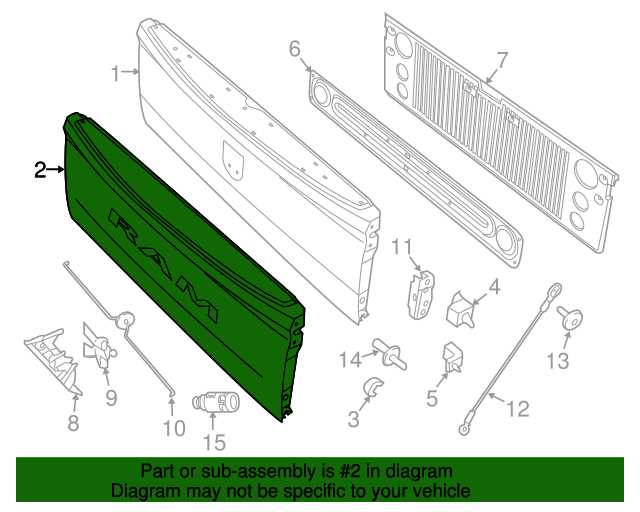 dodge ram tailgate parts diagram