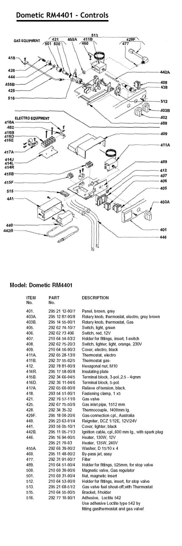 dometic 210 parts diagram