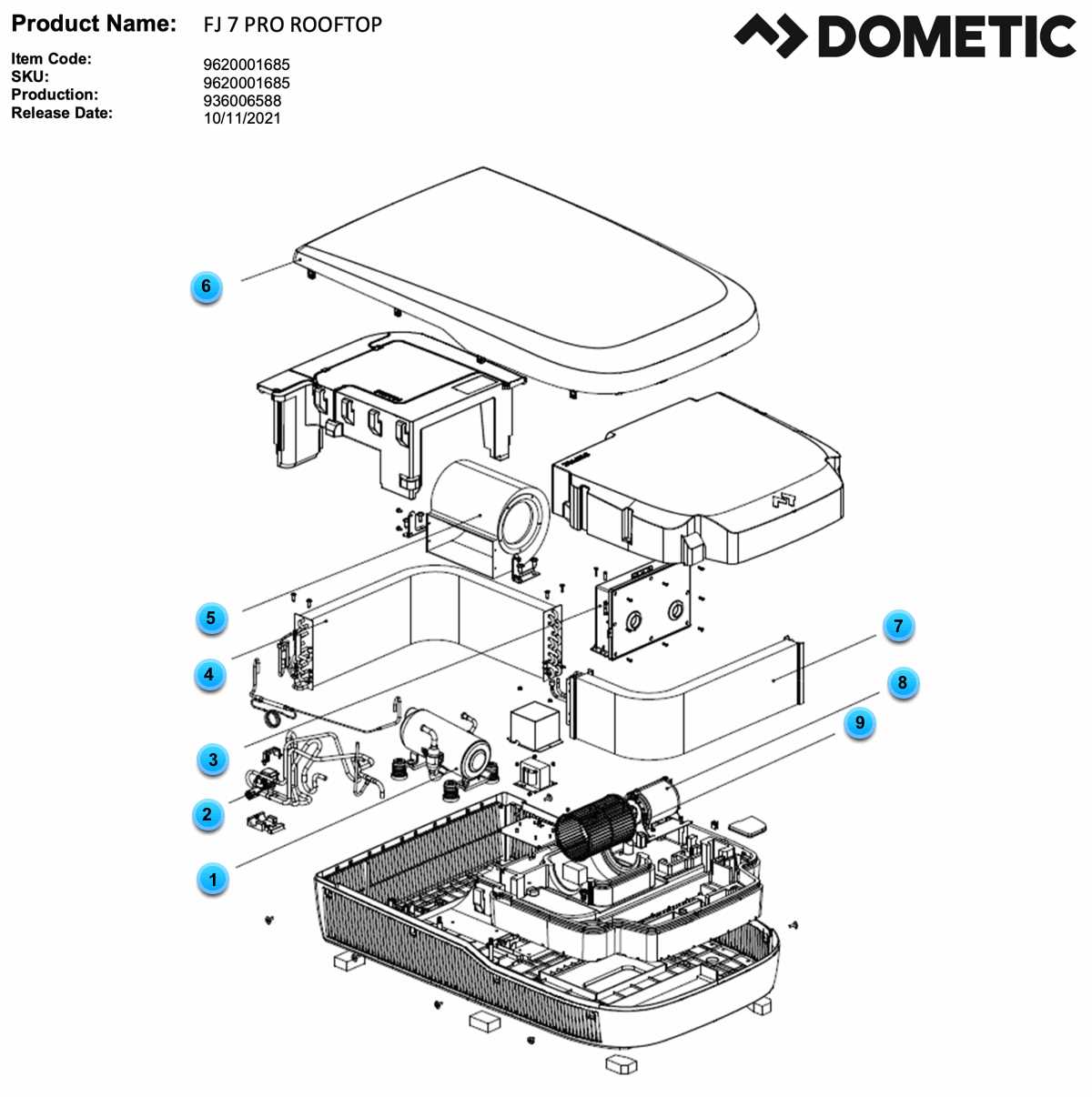 dometic air conditioner parts diagram