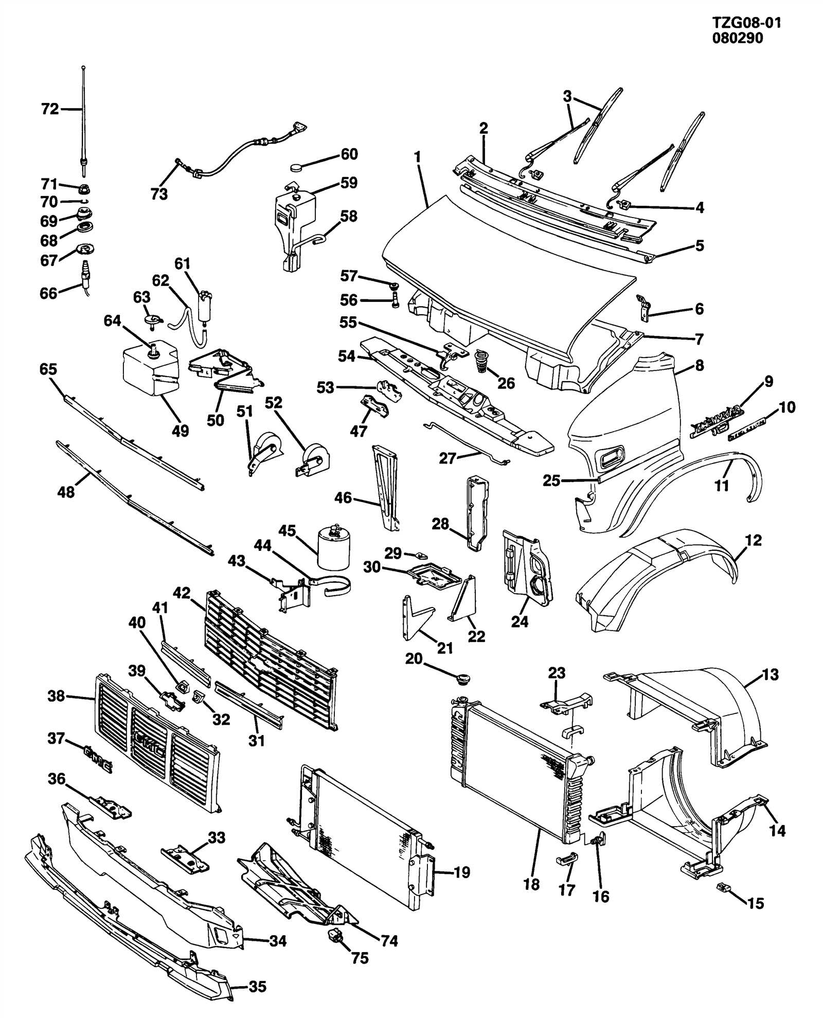 ford f150 front end body parts diagram