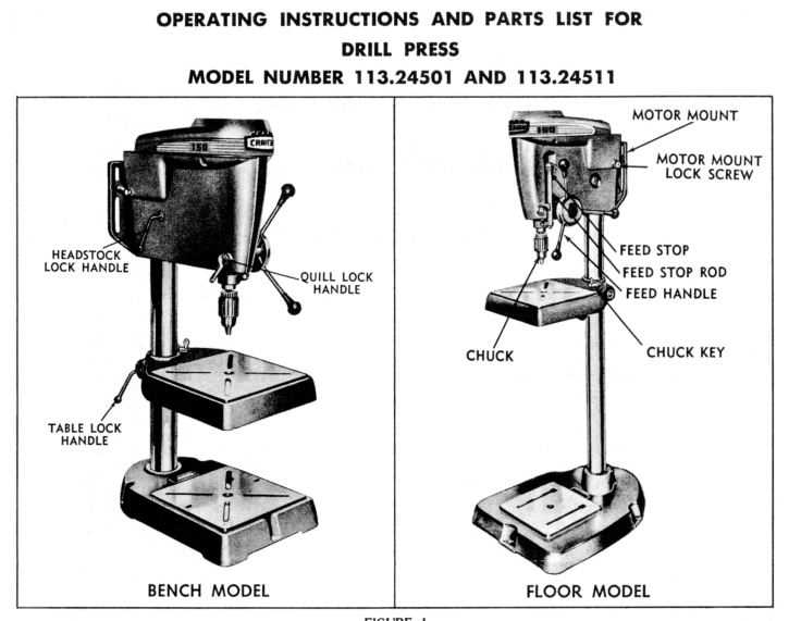 drill press diagram parts