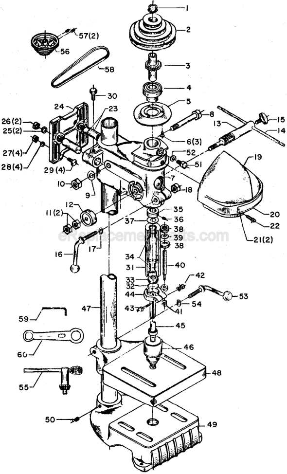 drill press parts diagram