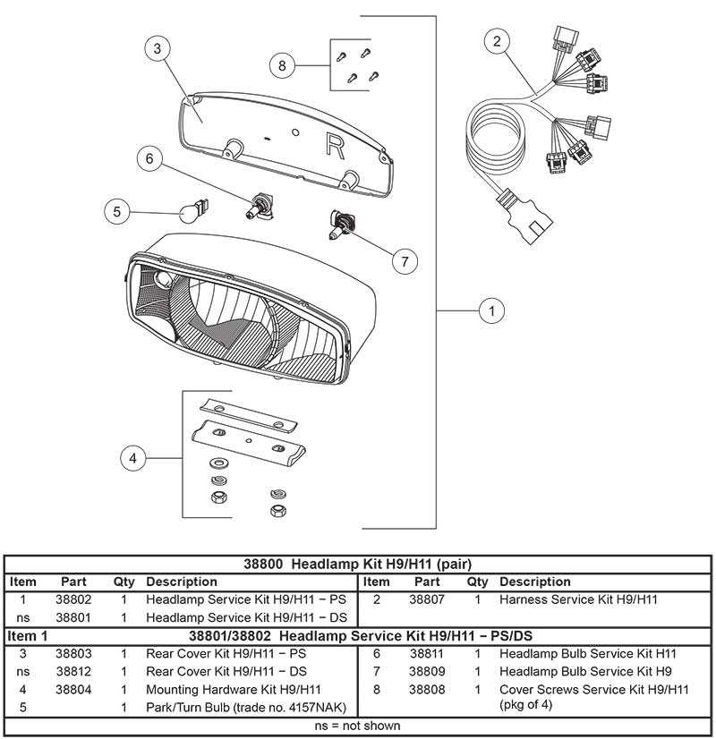 diagram headlight parts names