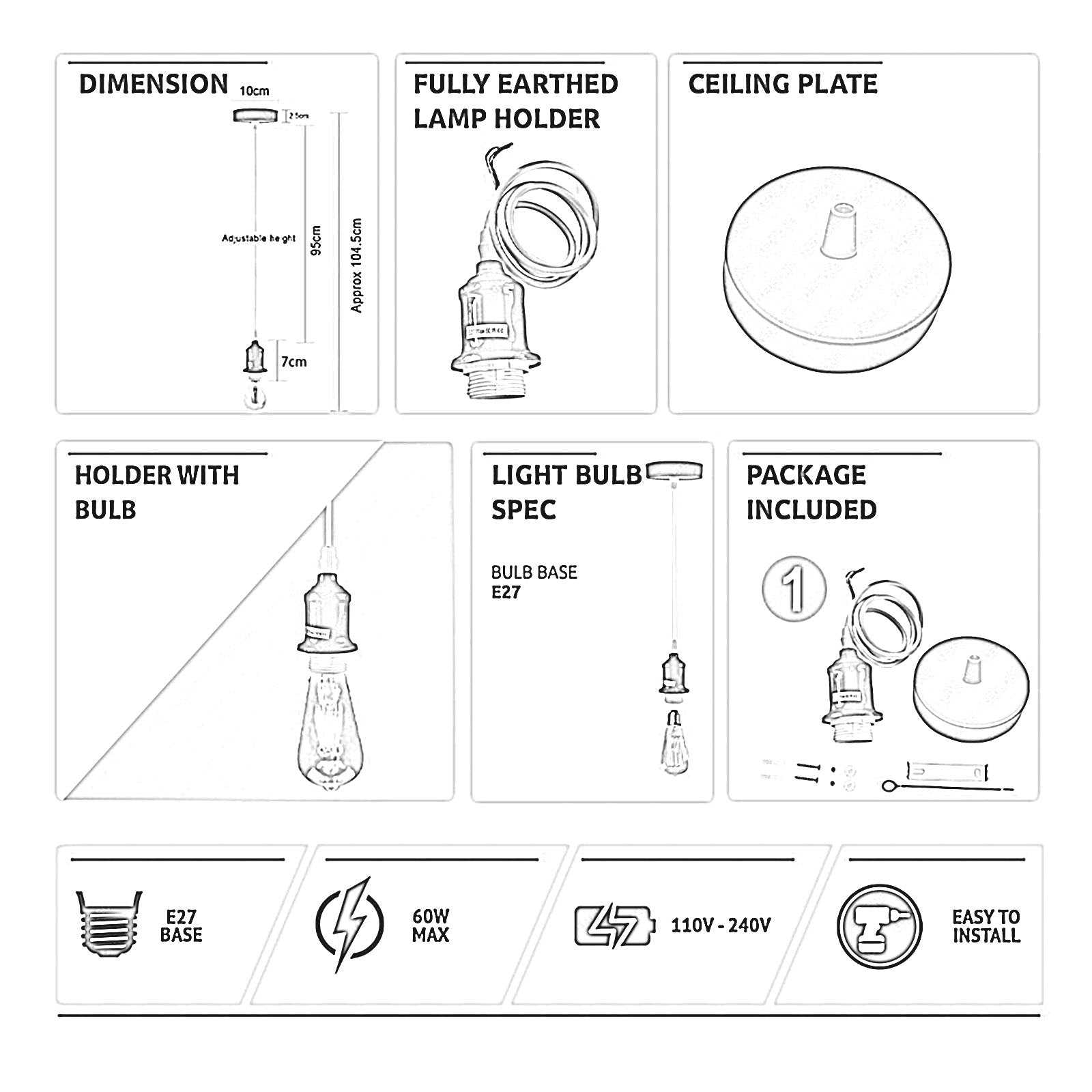 hanging lamp parts diagram