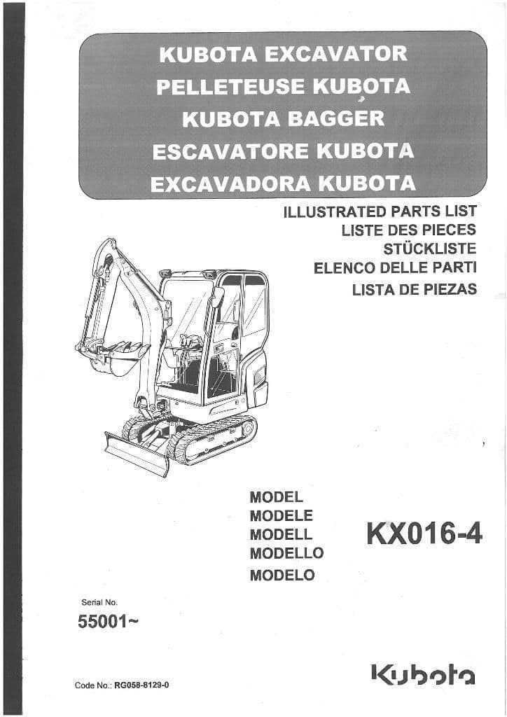 kubota excavator parts diagram