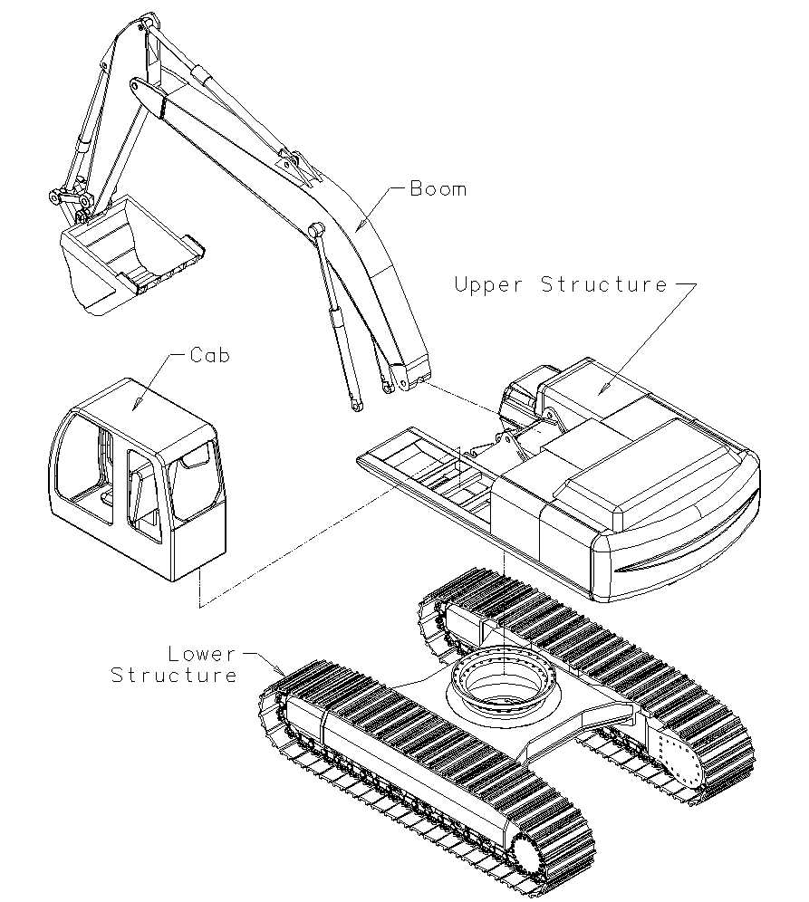 excavator parts diagram