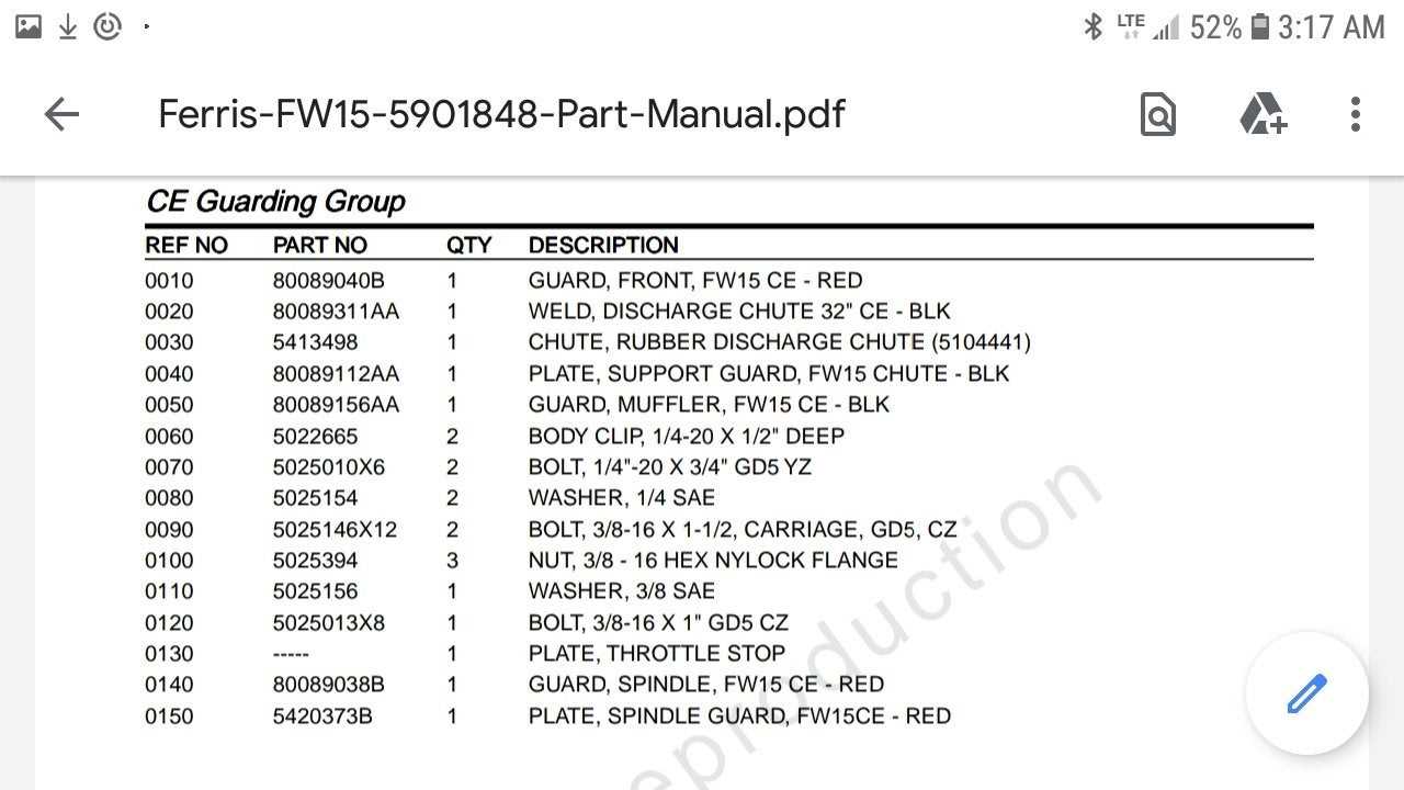 ferris fw15 parts diagram