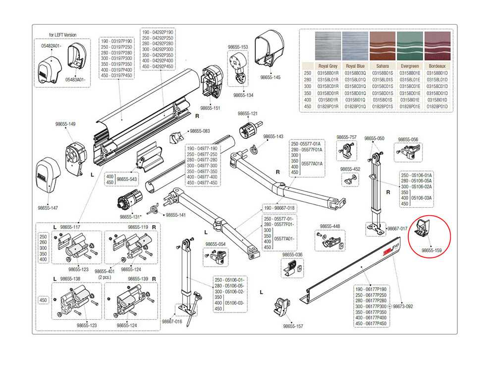 fiamma f45 awning spare parts diagram