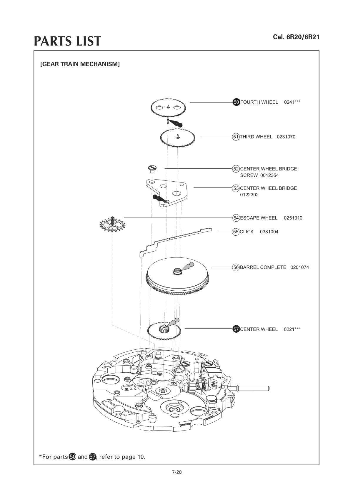 citizen watch parts diagram