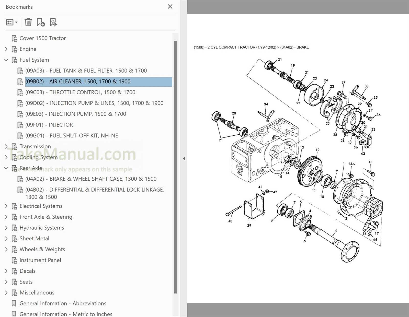 ford 1700 tractor parts diagram