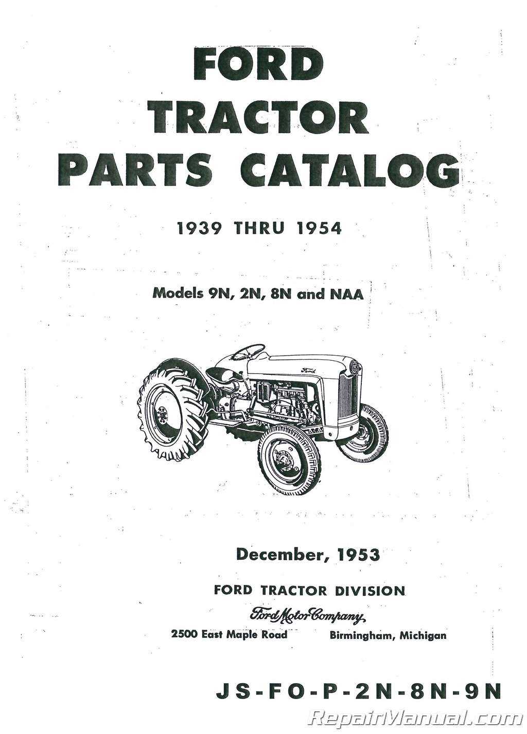 ford 9n tractor parts diagram