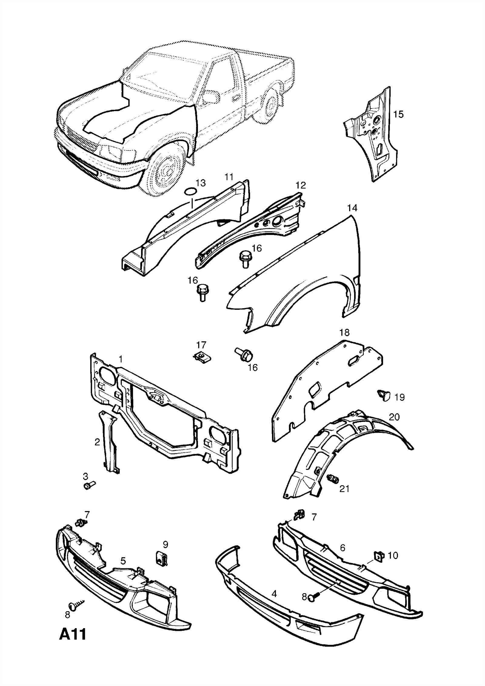 ford f150 front end body parts diagram