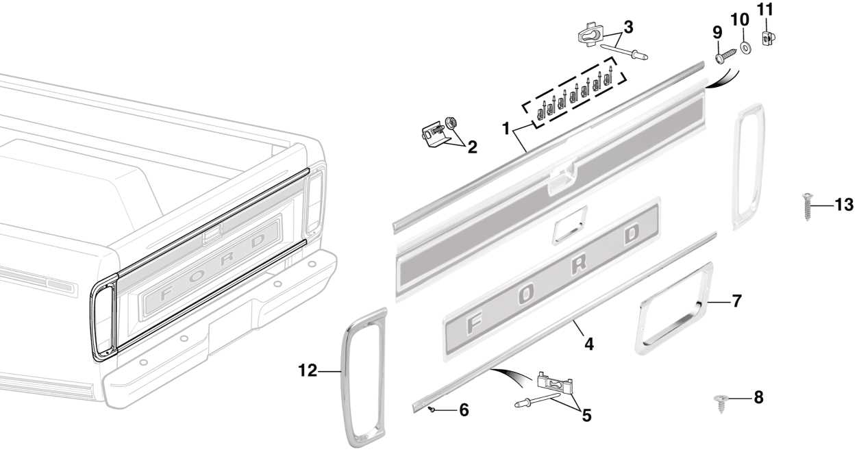 ford f350 tailgate parts diagram