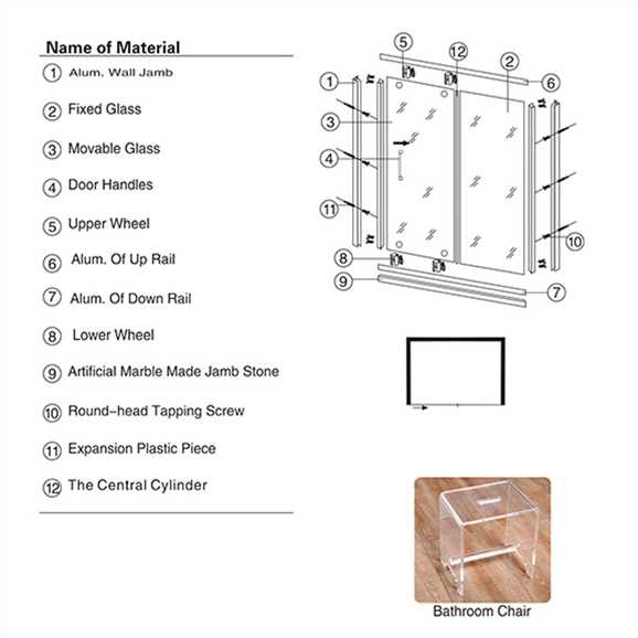 framed shower door parts diagram