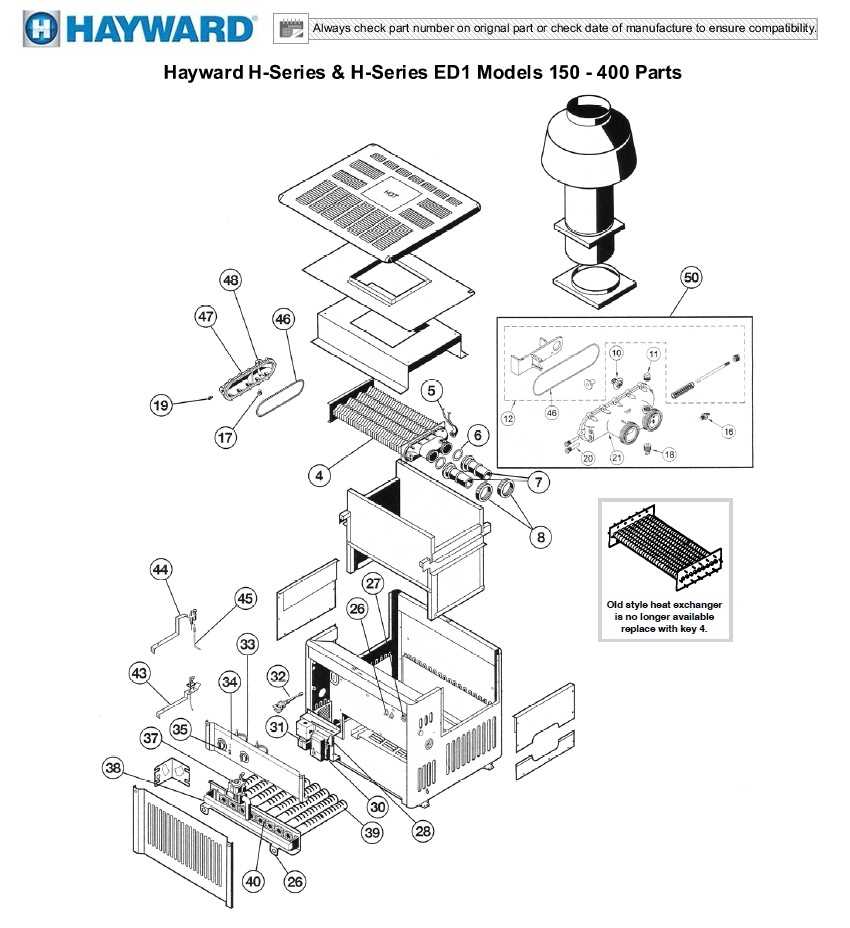 hayward h series pool heater parts diagram