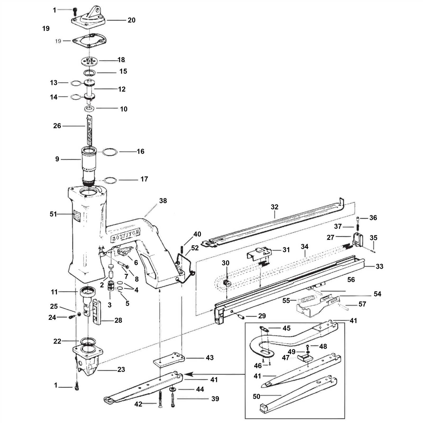 bostitch floor nailer parts diagram