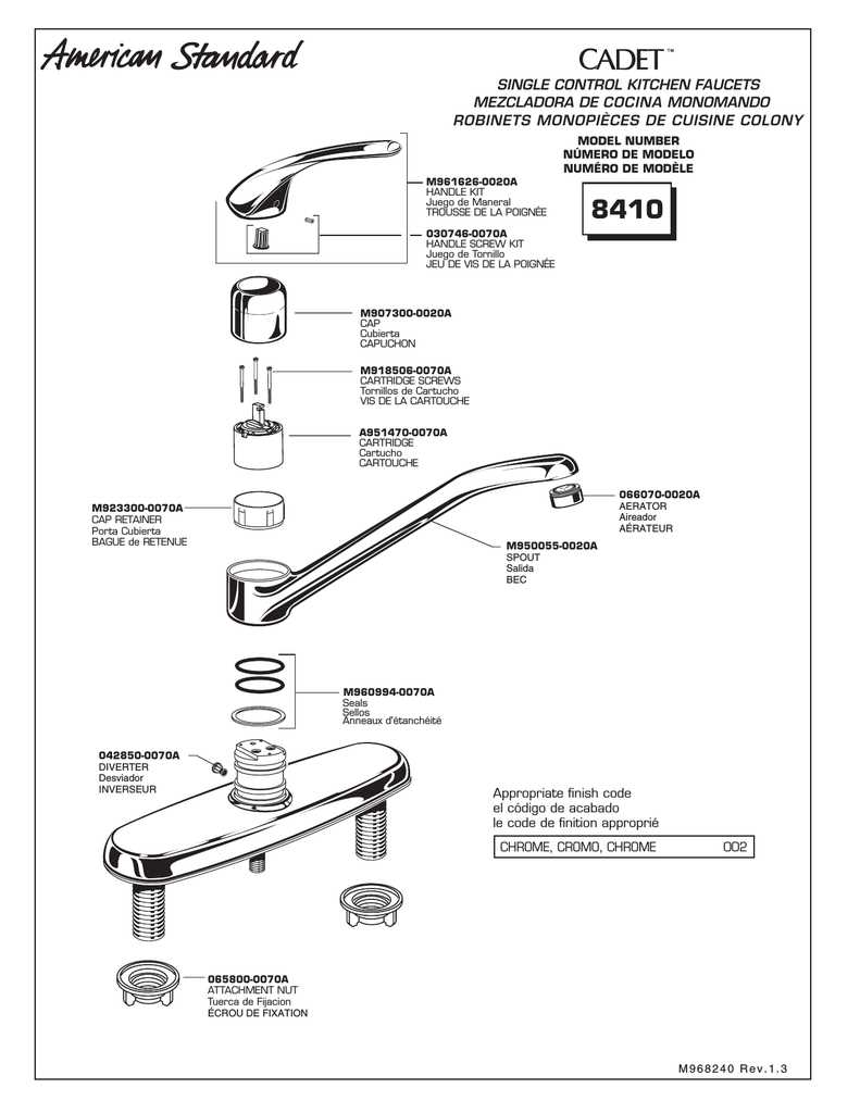 american standard faucet parts diagram