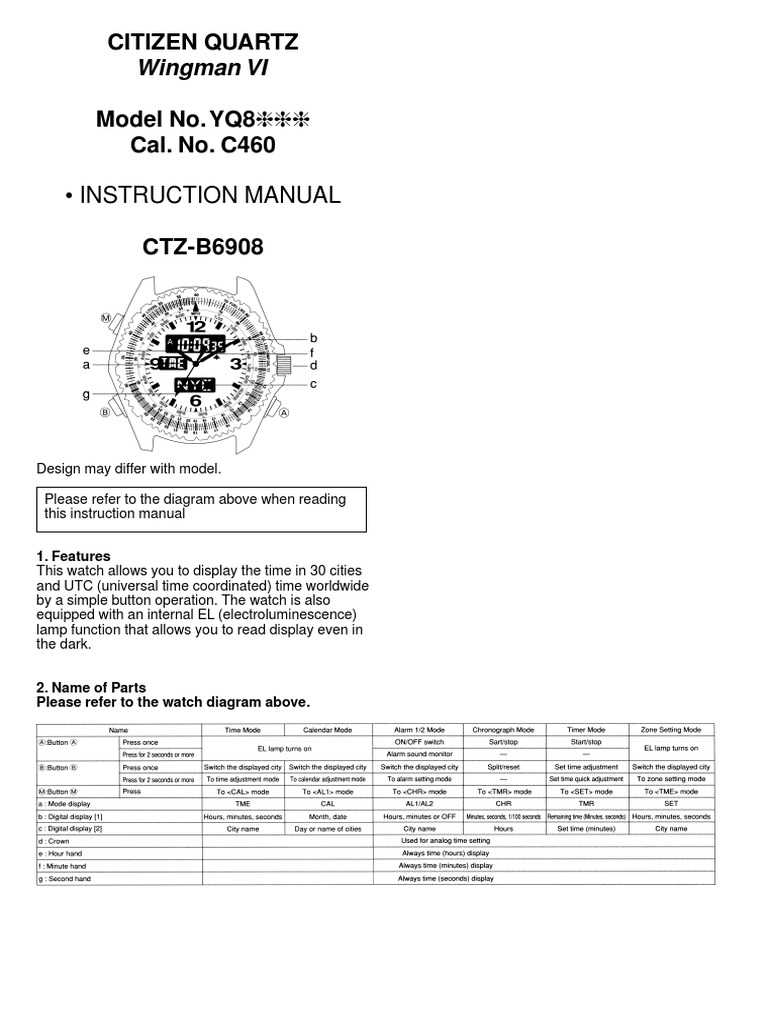 citizen watch parts diagram