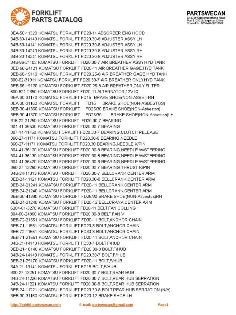 komatsu forklift parts diagram