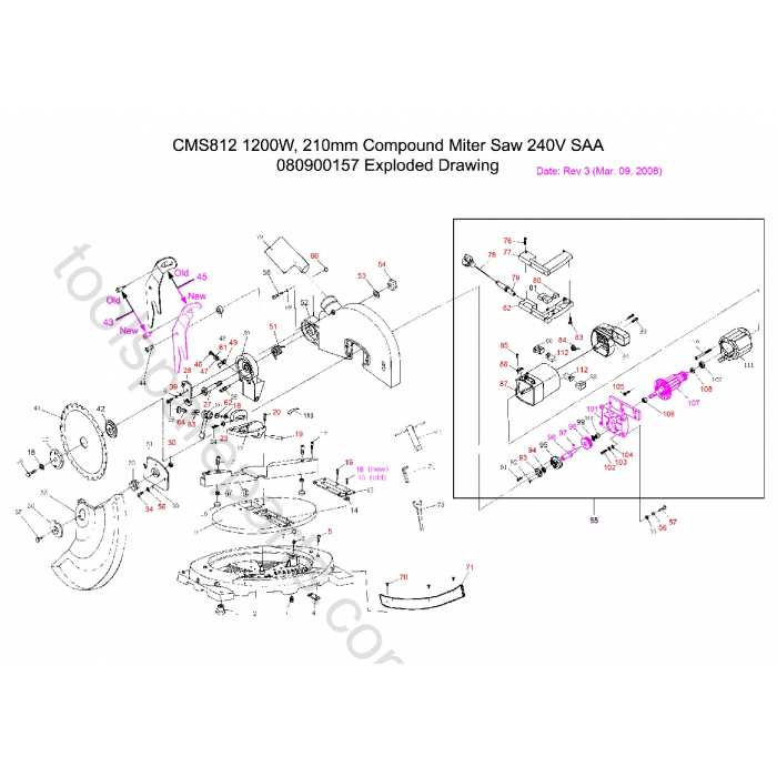 compound miter saw parts diagram