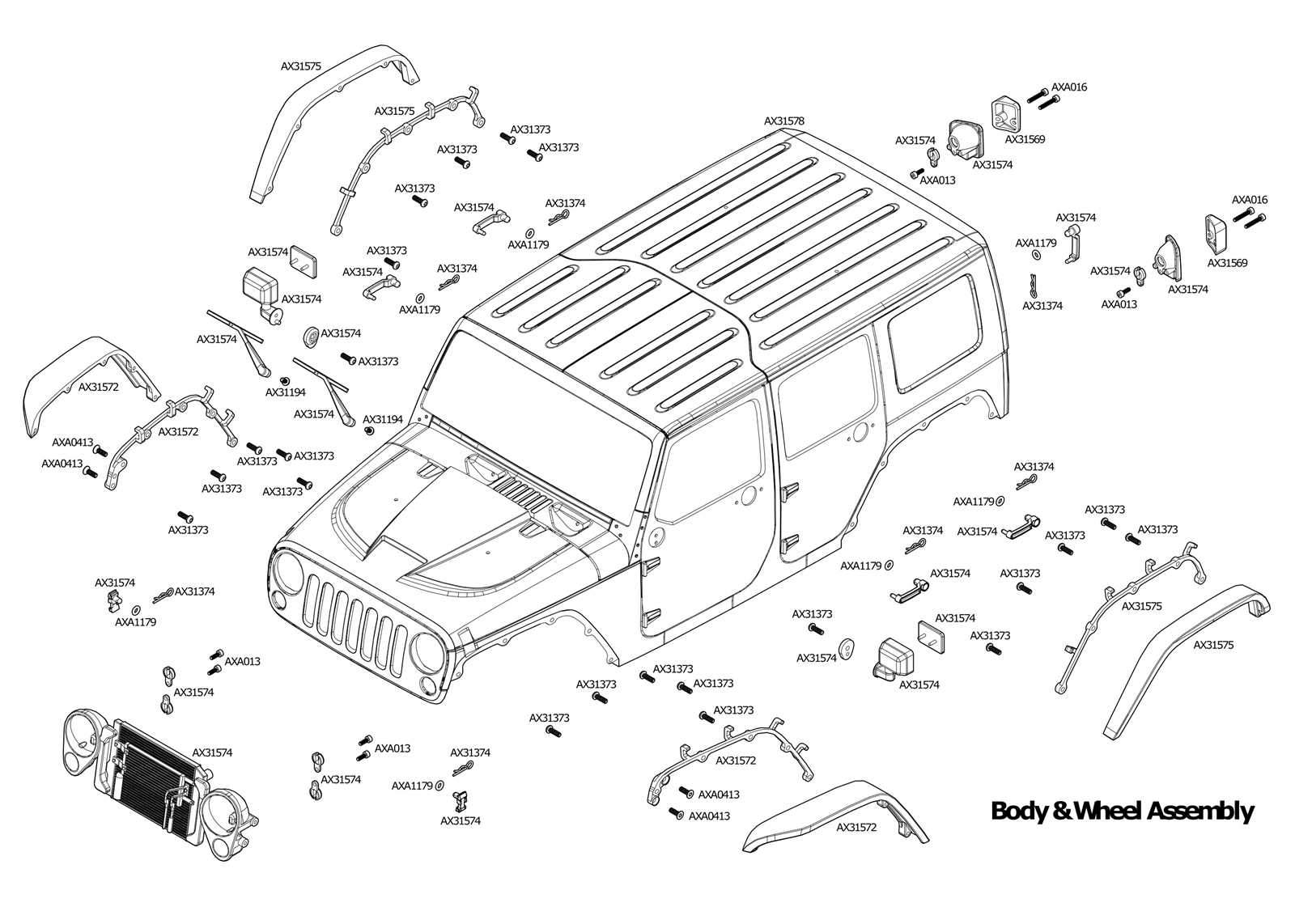 exterior jeep wrangler body parts diagram