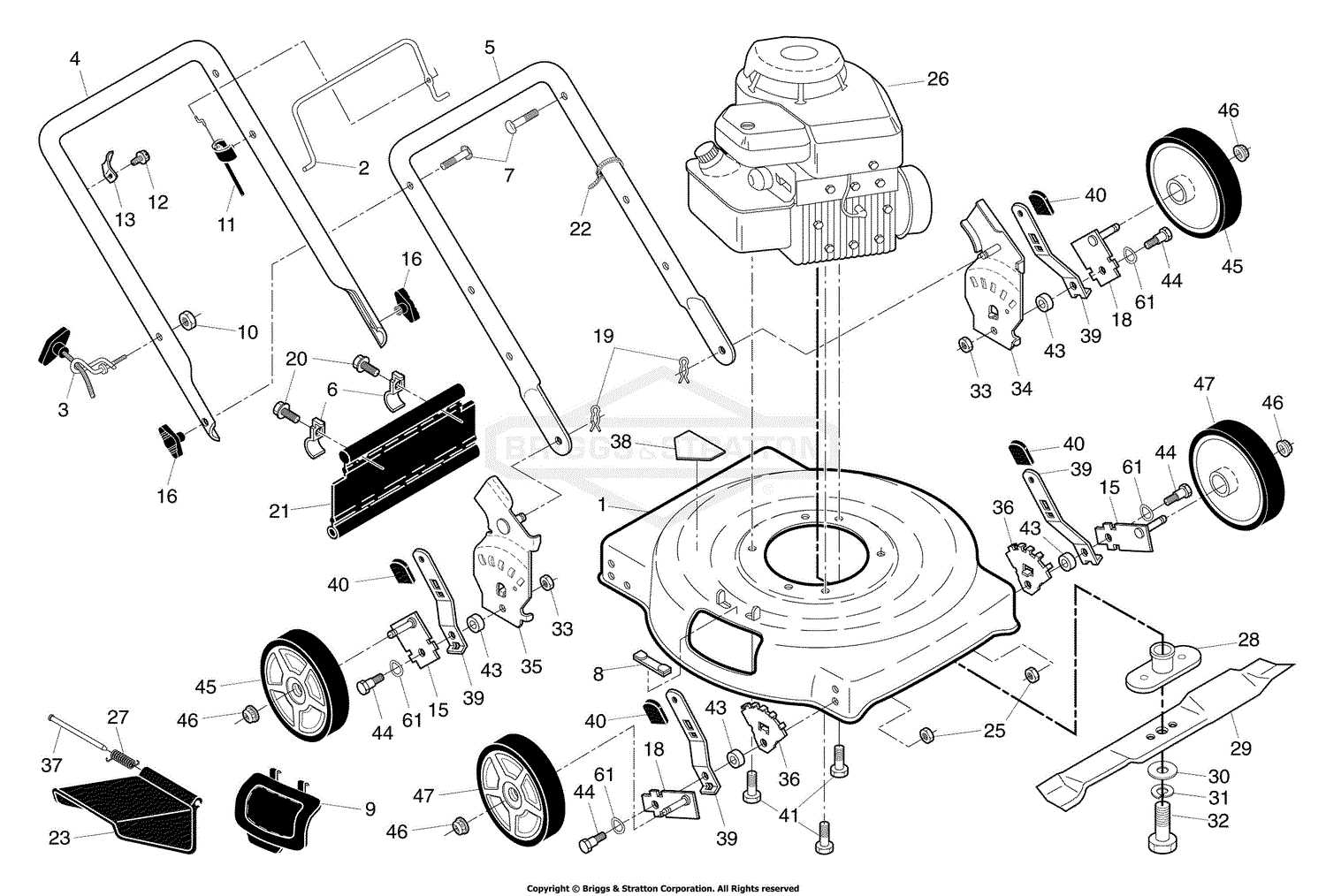 murray push lawn mower parts diagram