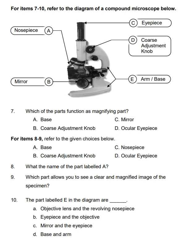 diagram of parts of a microscope