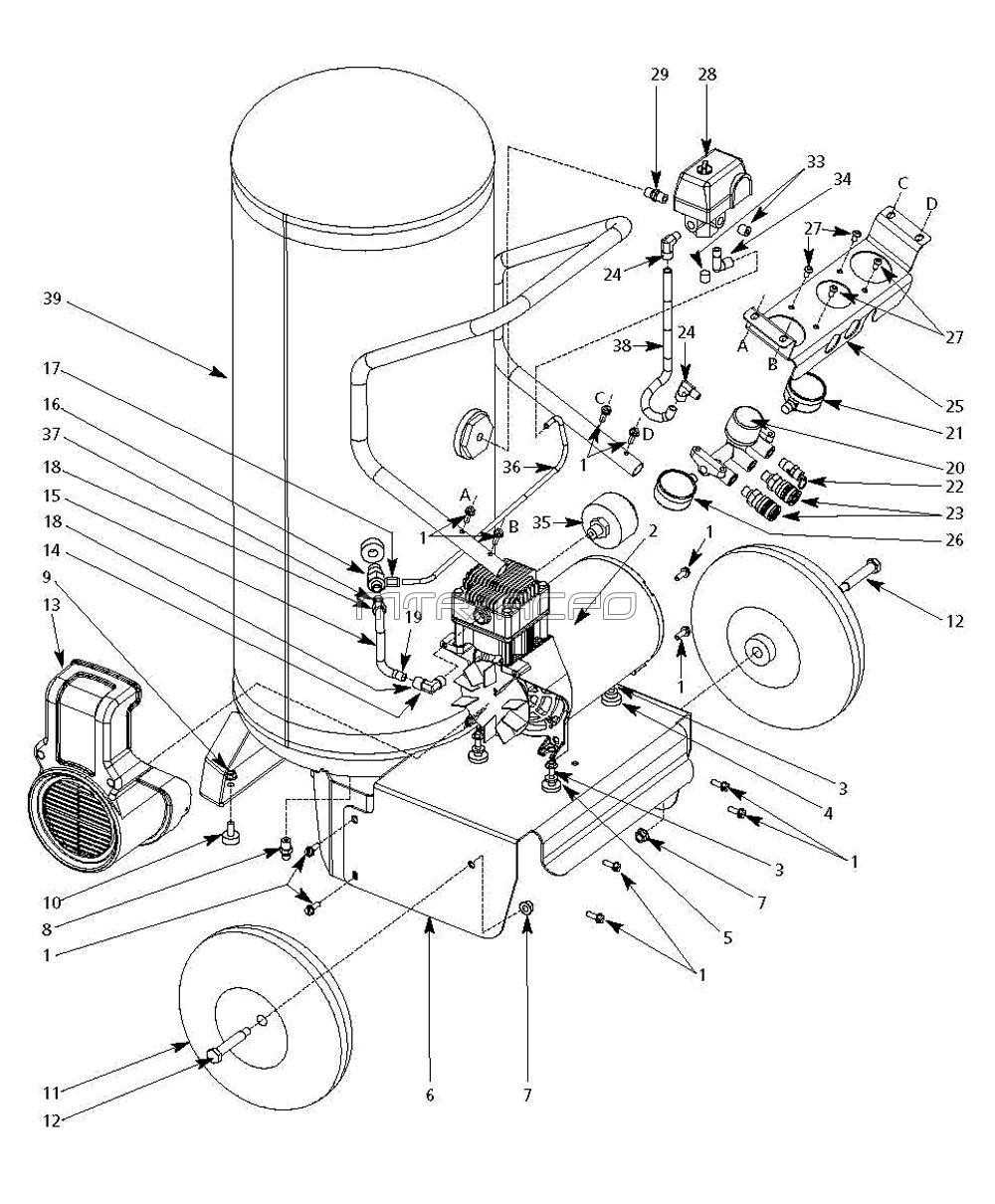 central pneumatic 21 gallon air compressor parts diagram