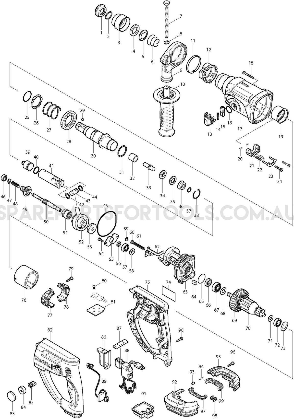 makita hammer drill parts diagram