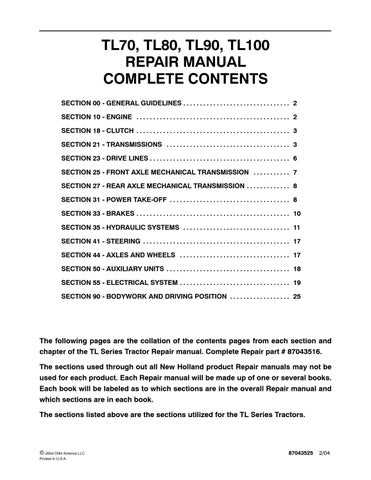 new holland tl90 parts diagram