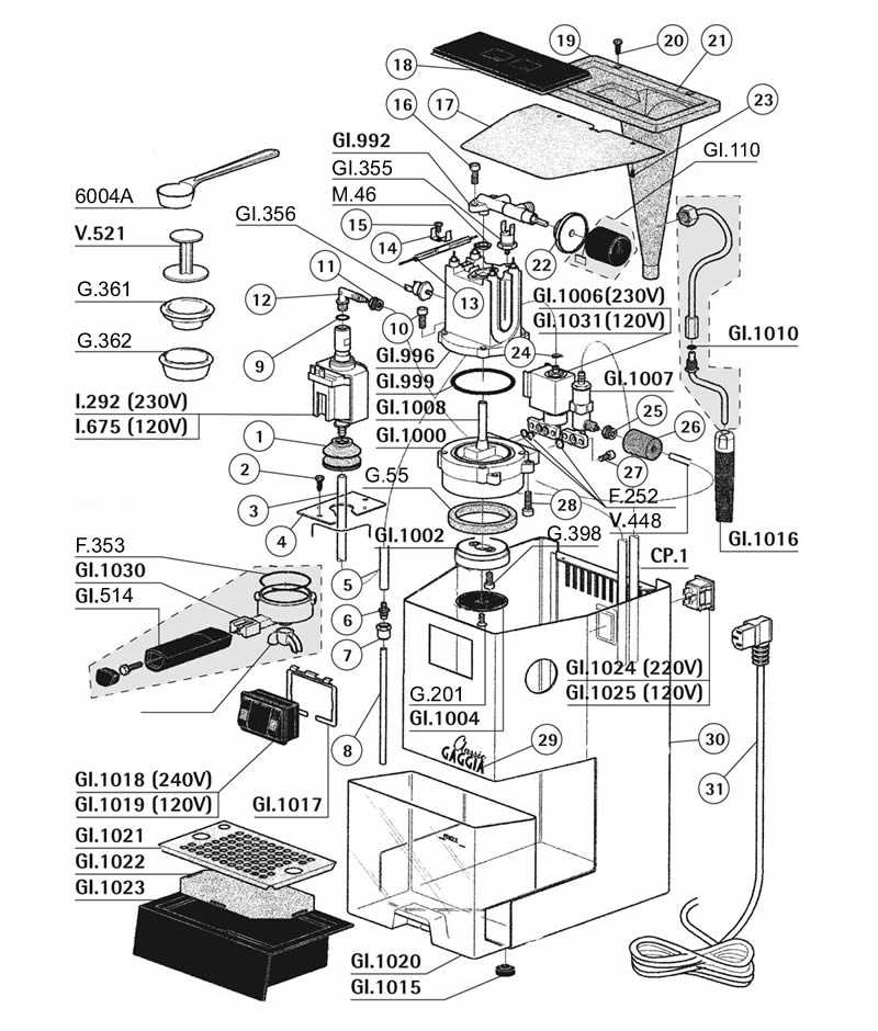 espresso machine diagrams parts