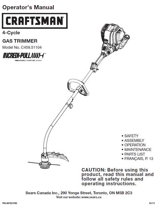 craftsman 4 cycle weed eater parts diagram