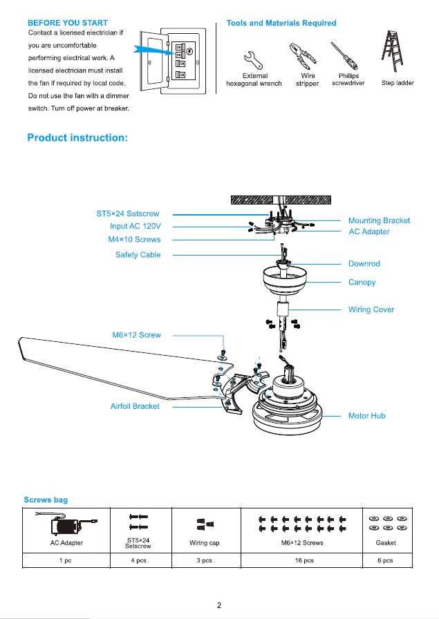 harbor breeze ceiling fan parts diagram