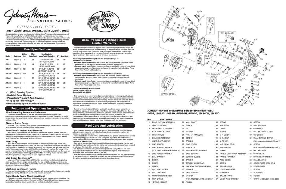 johnny morris reel parts diagram