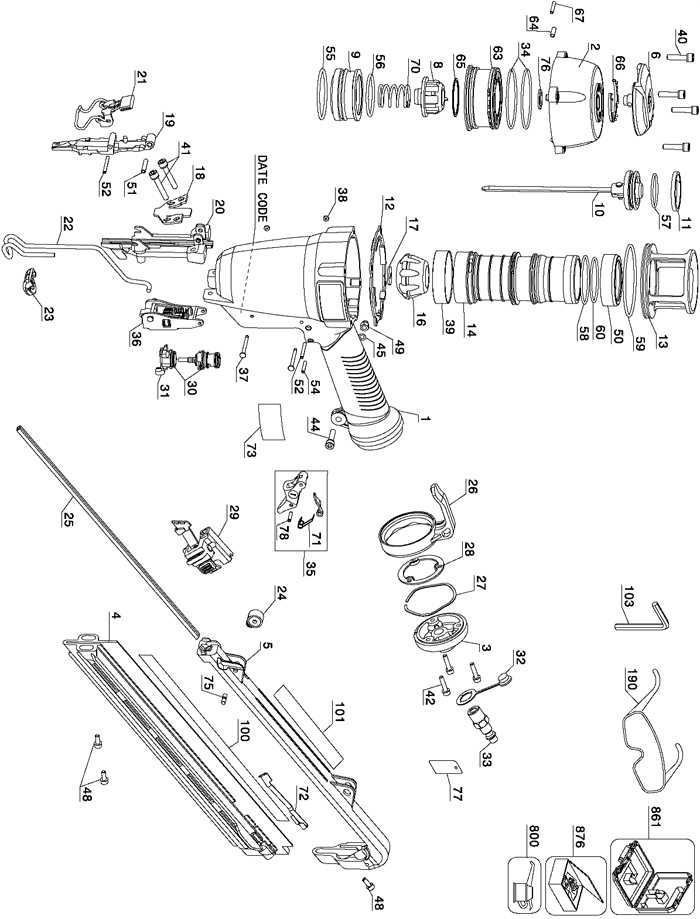 dewalt nail gun parts diagram