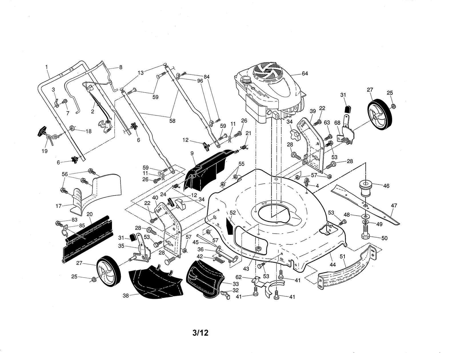 craftsman 6.75 lawn mower parts diagram