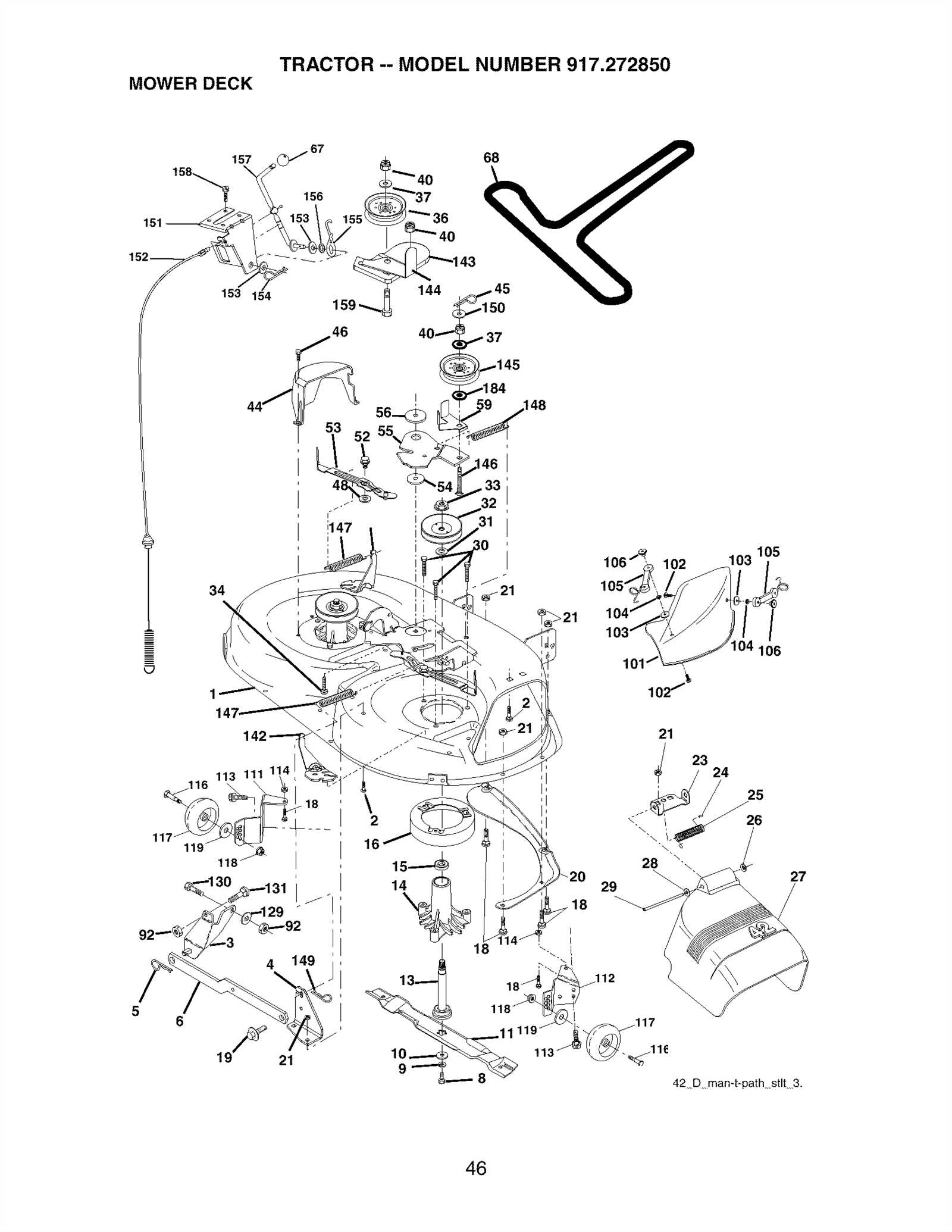 craftsman lt2000 mower deck parts diagram