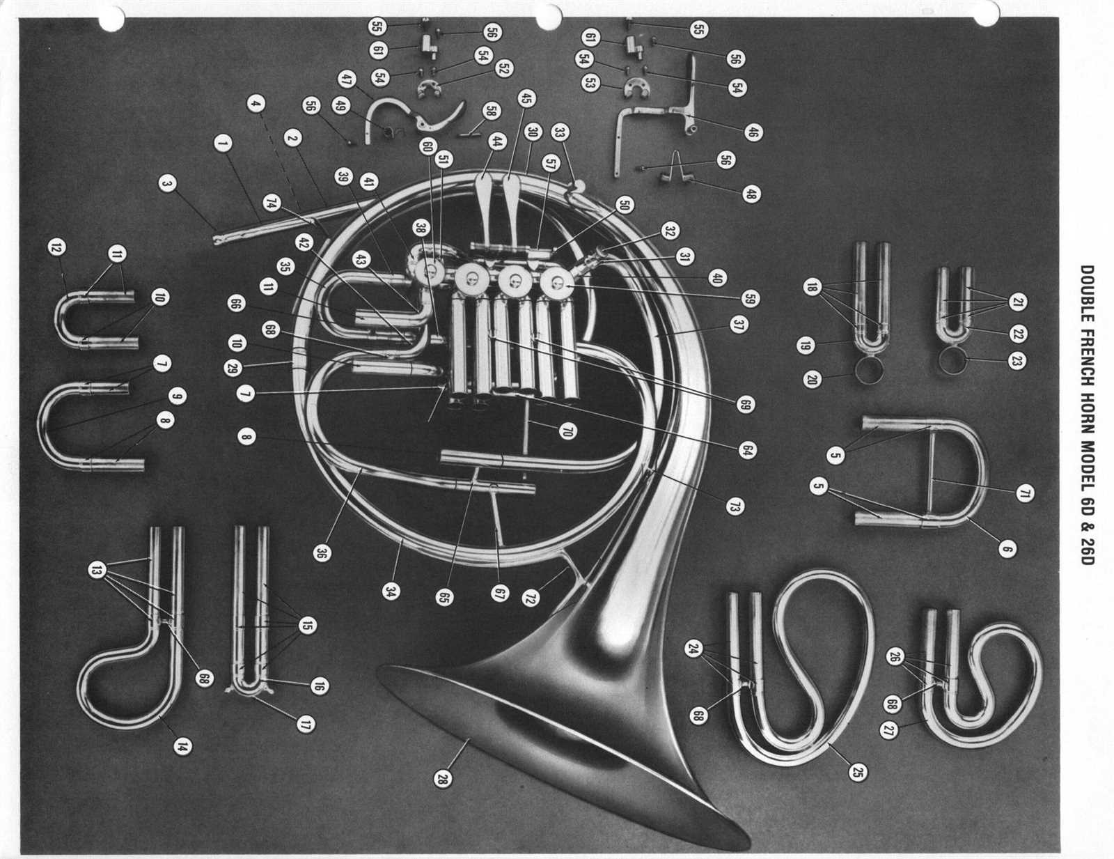 french horn parts diagram