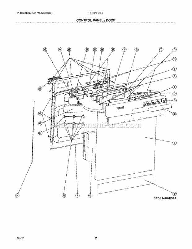 frigidaire dishwasher parts diagram