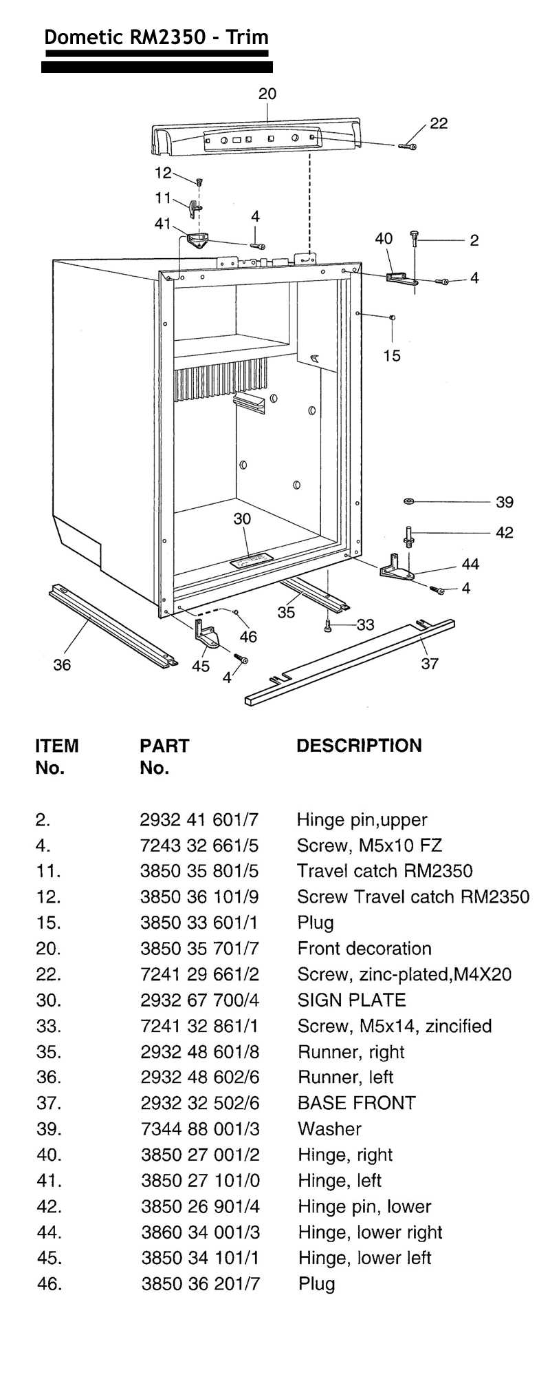 dometic rm2652 parts diagram