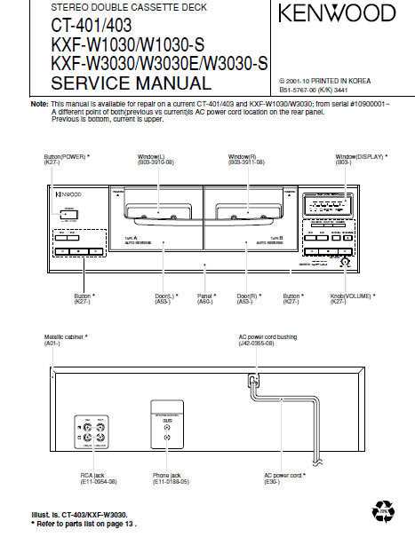 cassette deck parts diagram