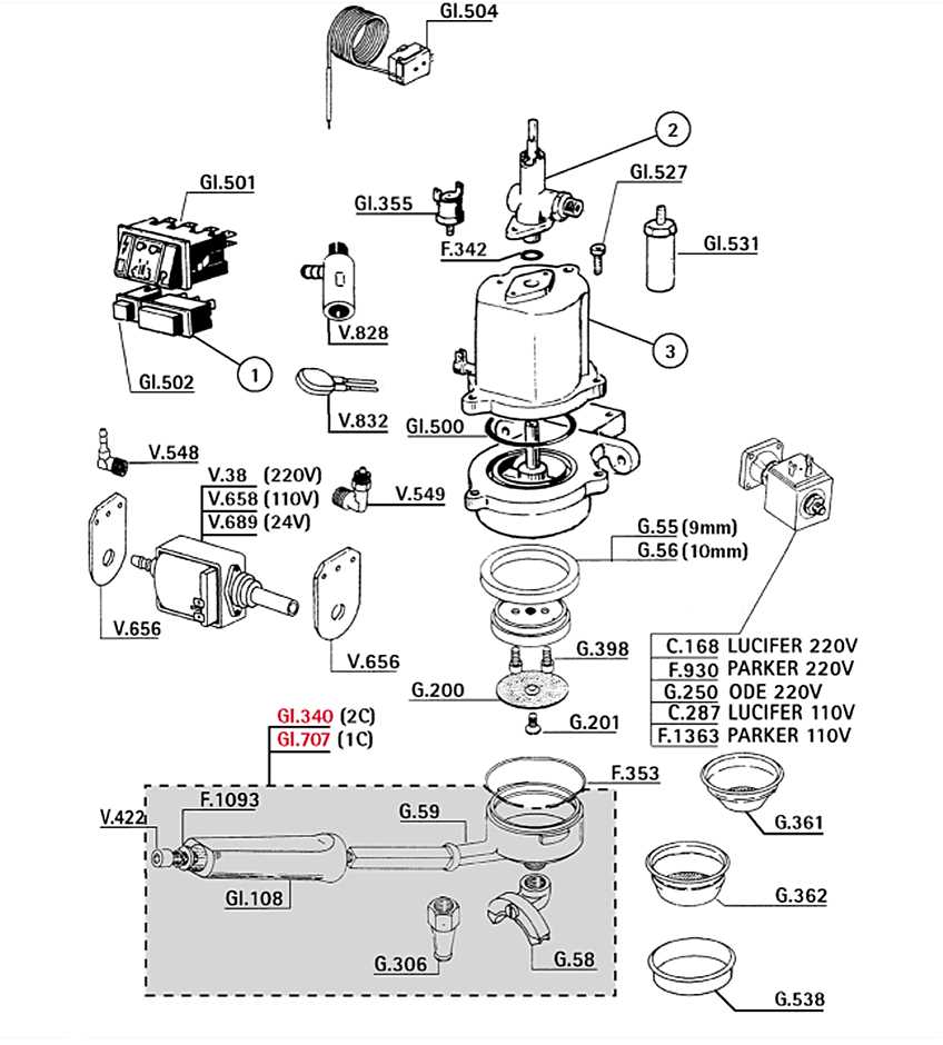 gaggia coffee parts diagram