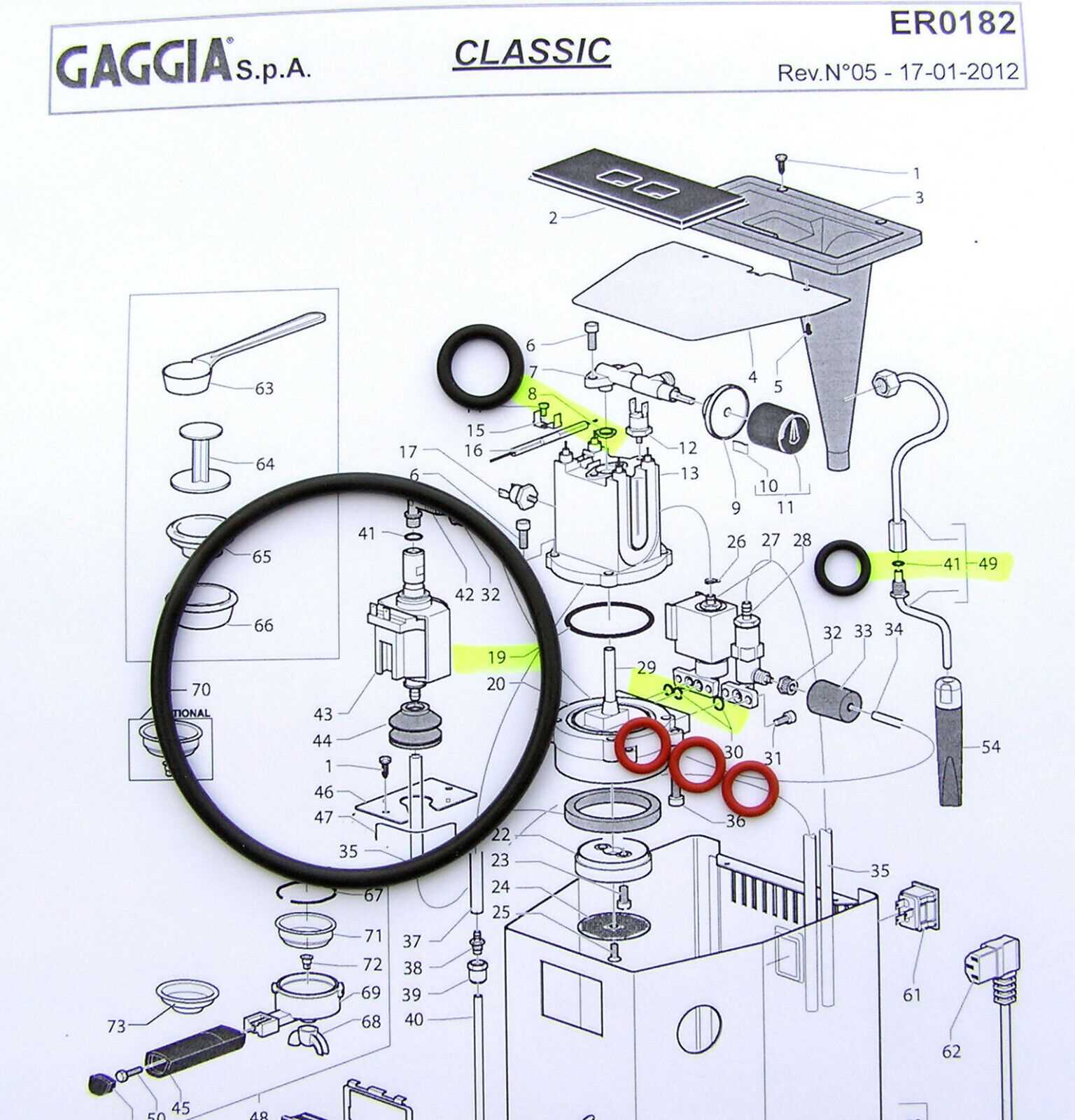 gaggia coffee parts diagram