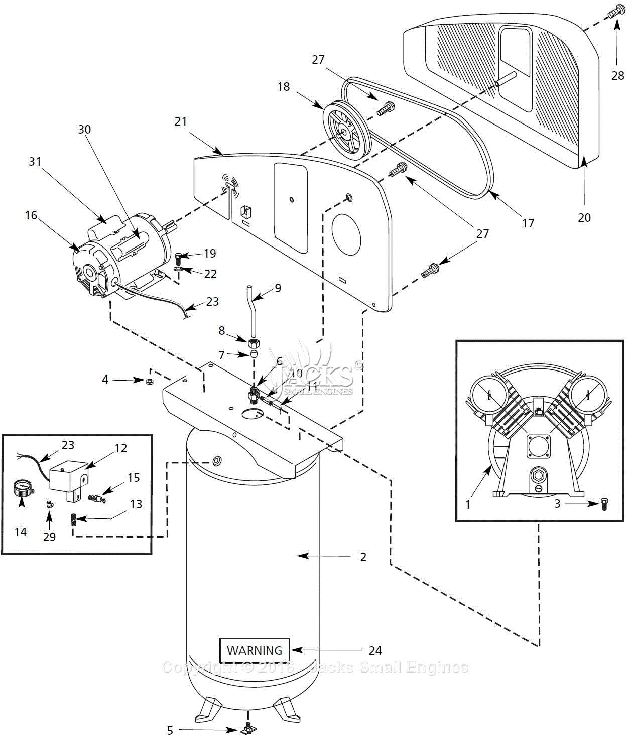 husky 20 gallon air compressor parts diagram