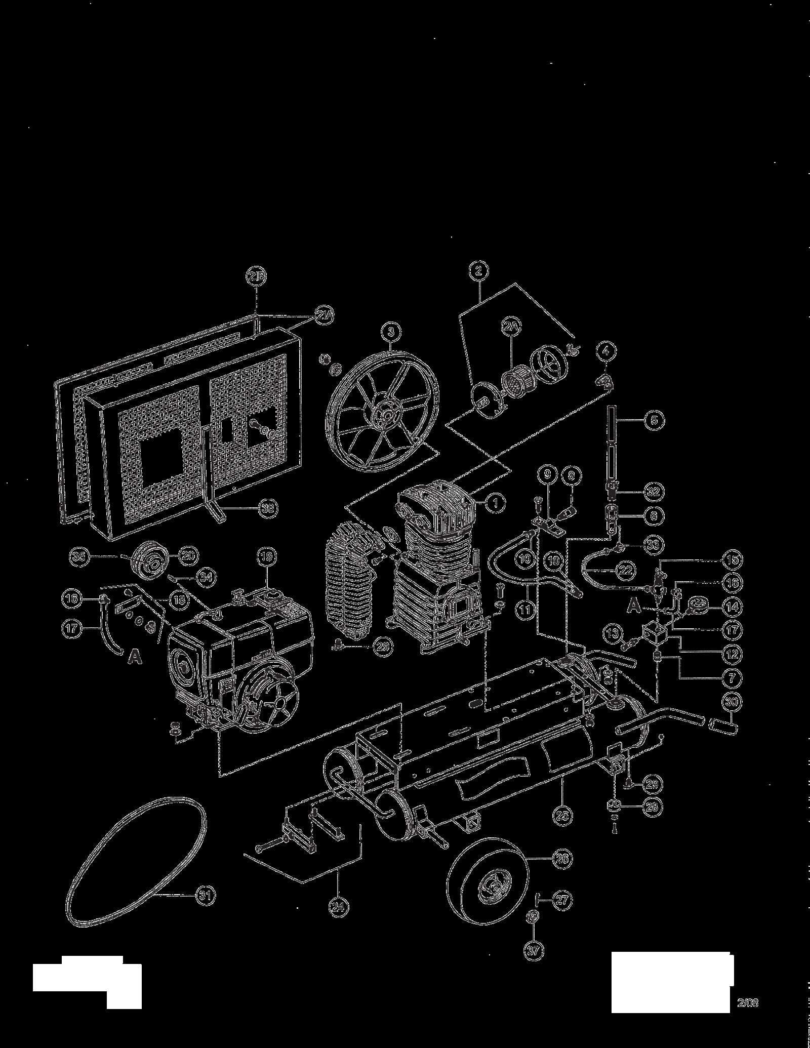 gas powered air compressor parts diagram