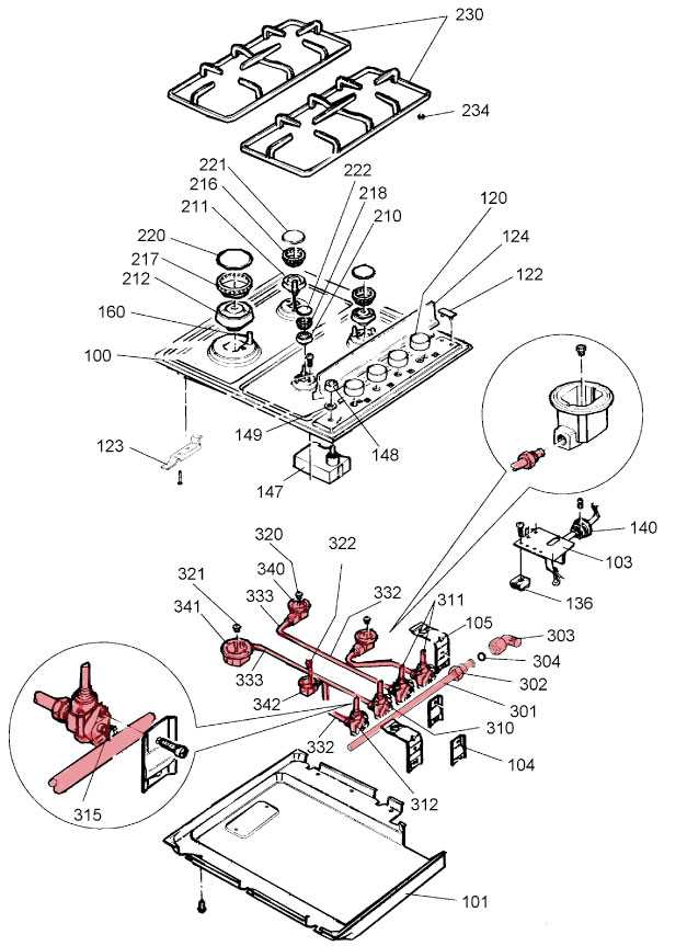 gas range gas stove parts diagram