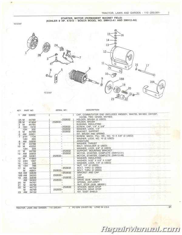 john deere 110 mower deck parts diagram