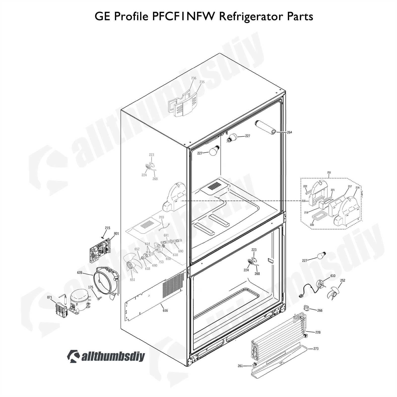 ge profile refrigerator parts diagram